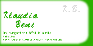 klaudia beni business card